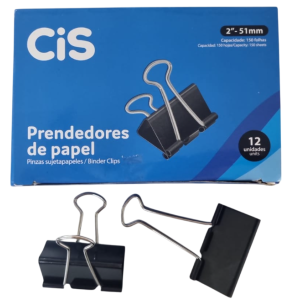 PRENDEDOR PAPEL METAL 12UN 51MM PRETO