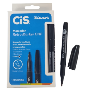 MARCADOR RETROPROJETOR 1.0 12UN PRETO
