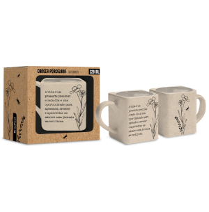 CANECA PORC.220ML QUADRADA A VIDA É UM PRESENTE PRECIOSO