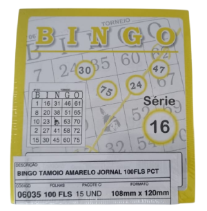 BINGO JORNAL 100FLS 10X12CM AMARELO 15UN