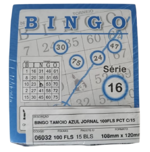BINGO JORNAL 100FLS 10X12CM AZUL 15UN