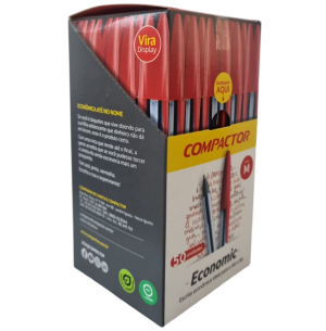 CANETA ESFER.ECONOMIC 50UN VERMELHA