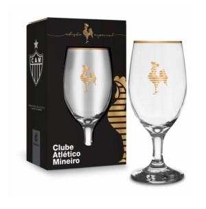 TAÇA VIDRO 330ML BORDA DOURADA ATLÉTICO
