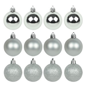BOLA 5CM MISTA C/12 UNIDADES PRATA