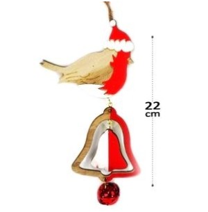 ENFEITE PÁSSARO SINO MADEIRA 22CM