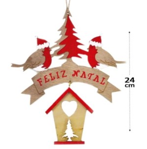 ENFEITE PLACA FELIZ NATAL 19X24CM