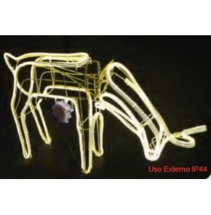 FIGURA RENA LED MANGUEIRA C/ MOVIMENTO FÊMEA AMARELO 77X14X52CM