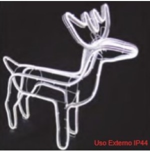 FIGURA RENA LED MANGUEIRA FIXO BRANCO 58X12X63CM