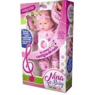 BONECA NINA BABY BRANCA 52CM