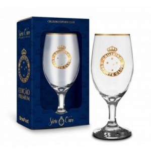 TAÇA VIDRO WINDSOR 330ML BORDA DOURADA CRUZEIRO