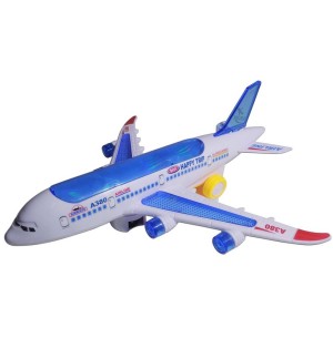 AVIÃO Á PILHA MOVIMENTO SOM E LUZ 27X22CM