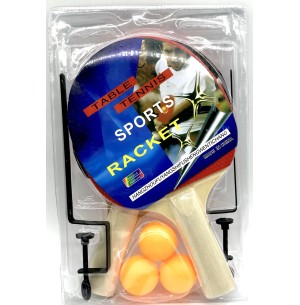 RAQUETE PING PONG KIT 3 BOLAS REDE