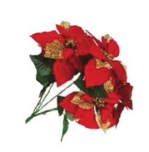 FLOR BICO DE PAPAGAIO X5 VERMELHA COM DOURADO